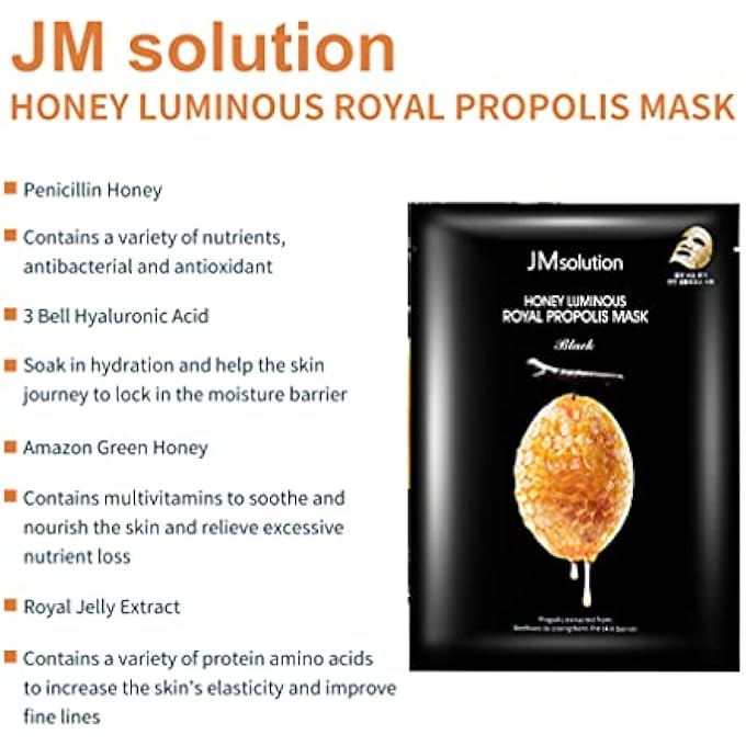 JMsolution JM FACE MASK [10PACK] HYDRATING COLLAGEN FACIAL MASKS - PORE MINIMIZER - PEEL OFF SHEETS - KOREAN BEAUTY SKIN CARE - MOISTURIZING SHEET PACK - Image 2